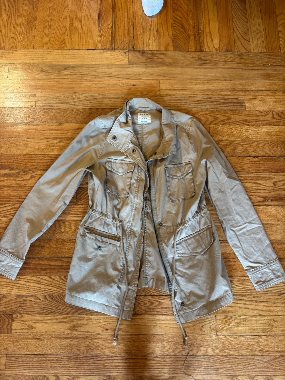 Old Navy Light Taupe Utility Jacket with Drawstring Waist